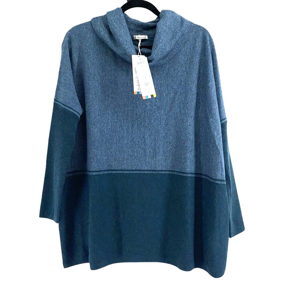 Smartwool Edgewood Poncho Sweater Women S NWT Mist Blue Twilight Teal Oversized
